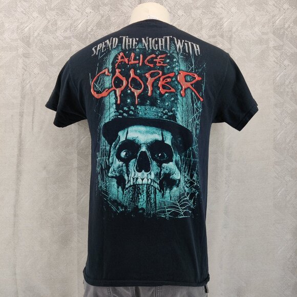 Alice Cooper Shirt Mens Medium Black Spend The Night With Graphic Tee Tour Skull - Picture 4 of 13